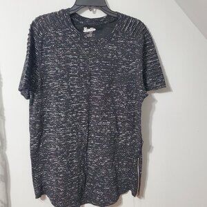 Brooklyn Cloth MFG CO. Men's Black white Short Sleeve Shirt Side Zip Size Large